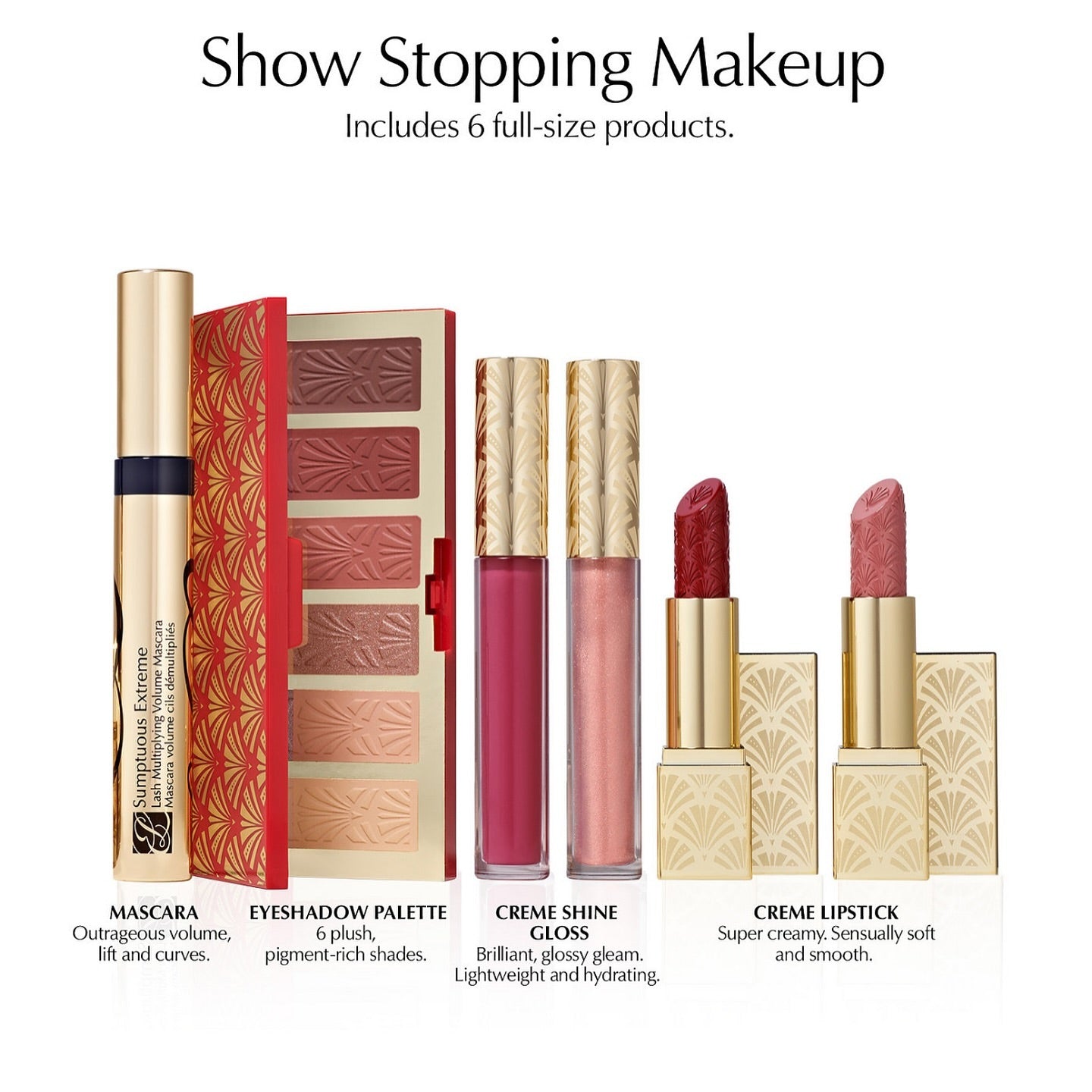 Estee Lauder Makeup Eyeshadow Palette, Sumptuous Extreme Mascara, Lipstick And Lip Gloss