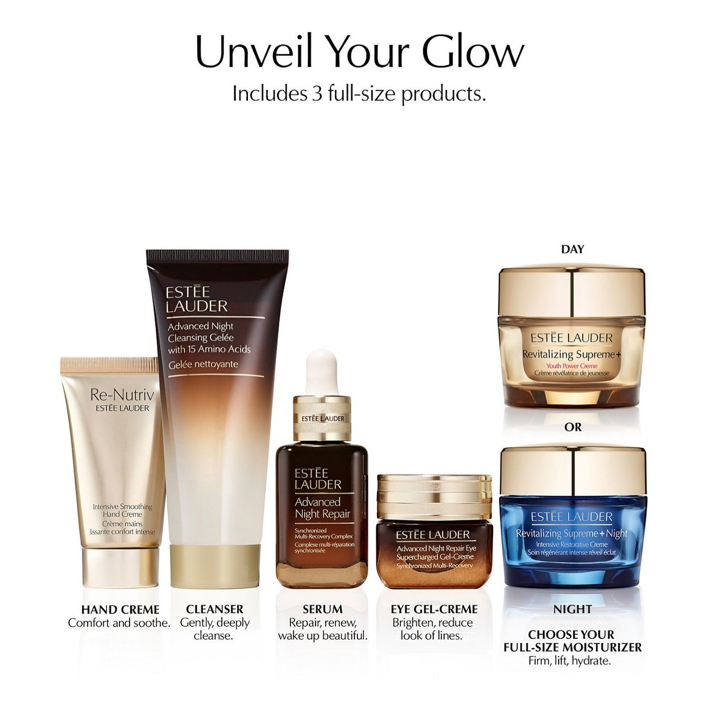 Estee Lauder Advanced Night Repair Serum, Night Cream, Eye cream, Cleanser And Nutrive Hand Cream