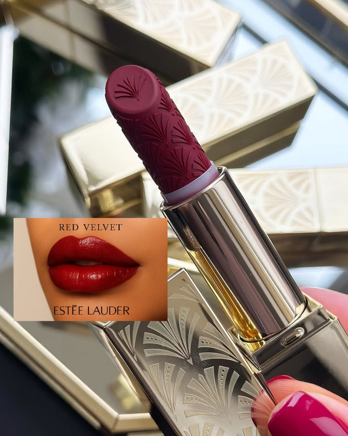 Estee Lauder Lipstick Red Velvet Creamy coverage Long-lasting High-end 