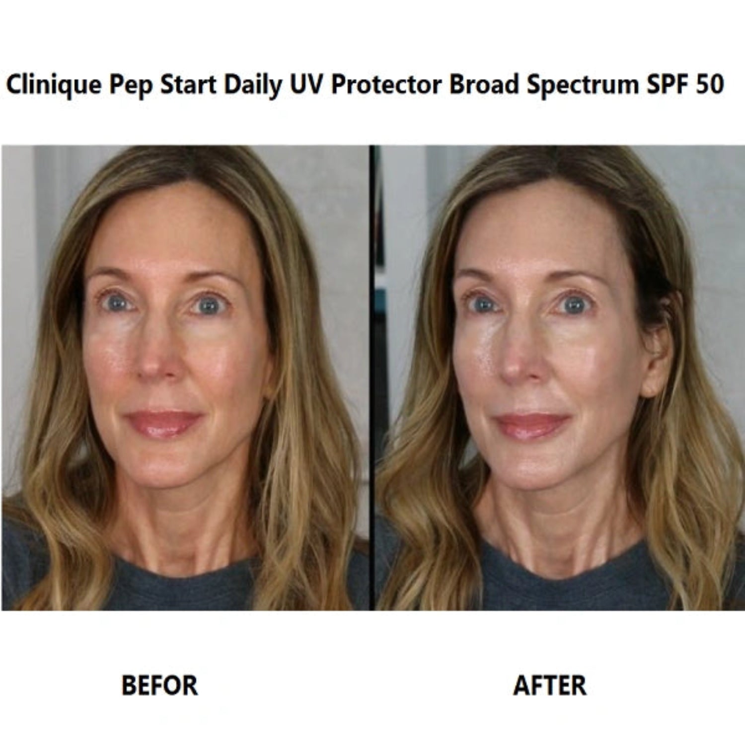 
Clinique Pep-Start broad spectrum spf 50 before and after 