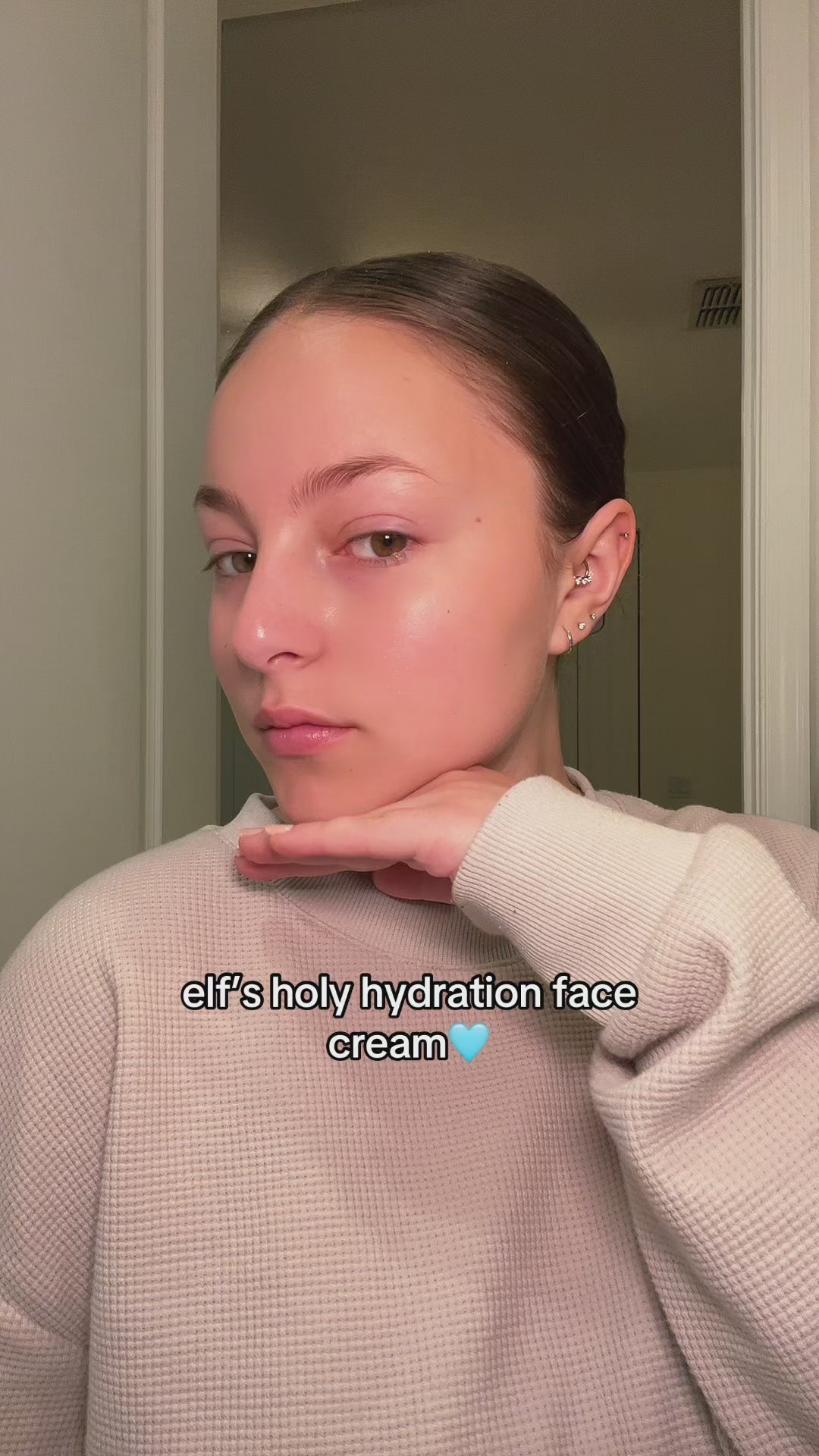 Elf holy hydration face cream dewy brightening skin 